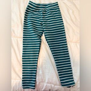 Hanna Andersson Teal and White Striped Leggings